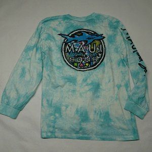 Maui And Sons Size M Fintastic Celadon Long Sleeve Tie-Dye Shir NEW